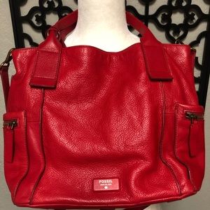 Lovely red all leather Fossil bag